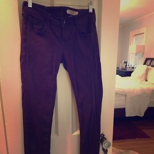 SOLD Deep Burgundy Plum Skinny Jeans 26x32.